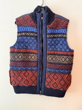 Boss Knit Zip Vest in Black, Navy & Orange